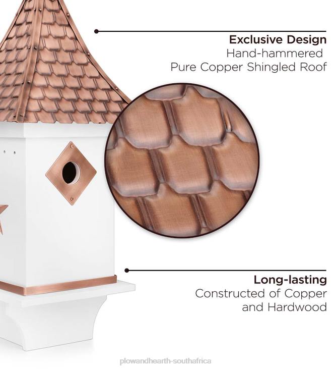 Yard & Garden Plow & Hearth White Villa-Style Birdhouse with Hand-Hammered Copper Roof and Accents NFLB881
