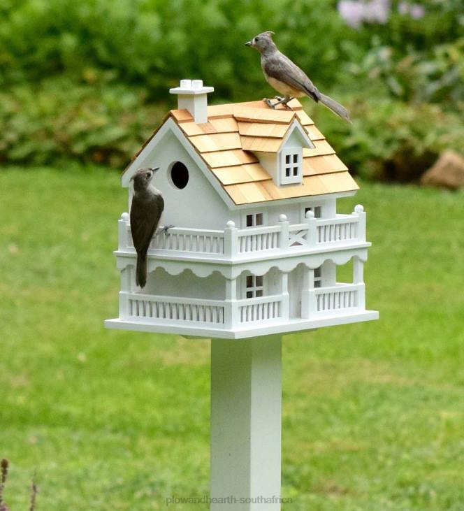 Yard & Garden Plow & Hearth Wooden Cape Cod Birdhouse and Pedestal Pole Set NFLB873