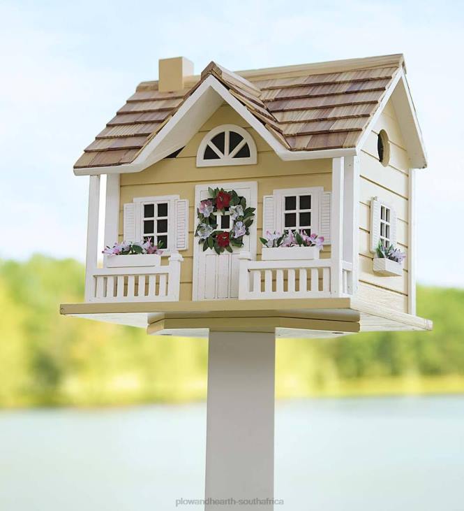Yard & Garden Plow & Hearth Wreath Cottage Birdhouse and Pedestal Pole Set NFLB870