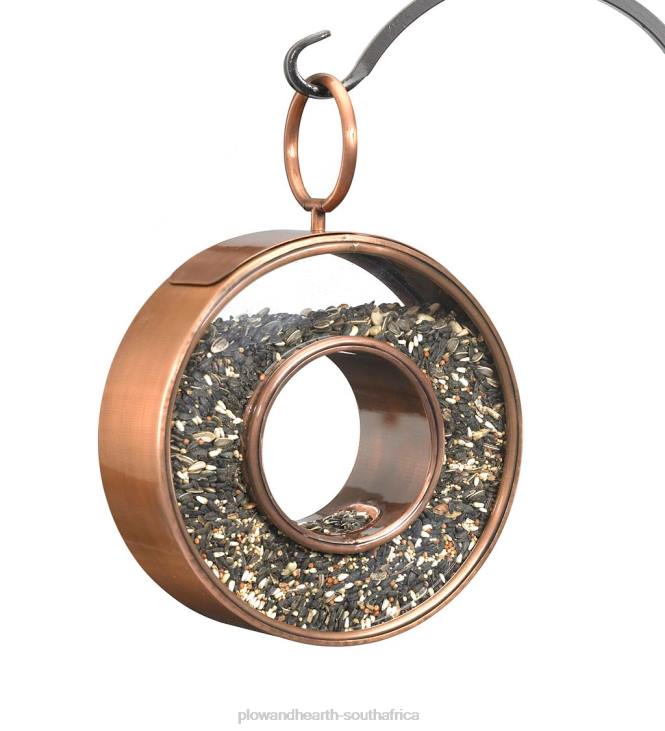 Yard & Garden Plow & Hearth Antiqued Copper Hanging Fly-Thru Round Bird Feeder - Copper NFLB814