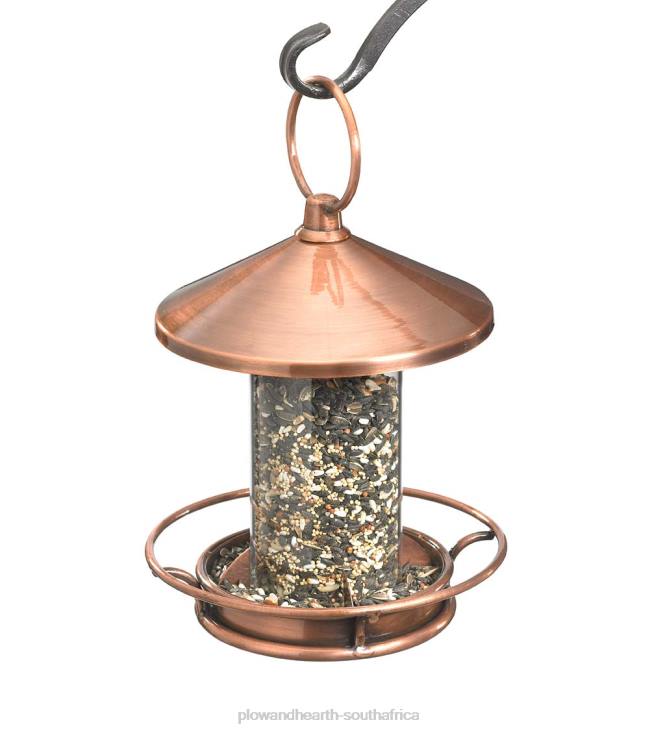 Yard & Garden Plow & Hearth Classic Cylinder Perch Bird Feeder in Antiqued Copper and Plexiglass - Copper NFLB779