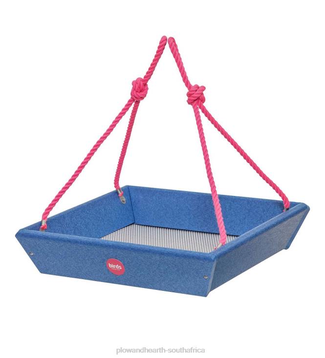 Yard & Garden Plow & Hearth Colored Recycled Poly-Lumber Hanging Tray Bird Feeder - Blue NFLB757