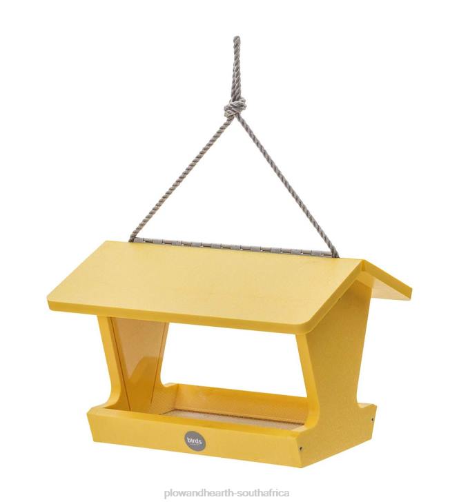Yard & Garden Plow & Hearth Colored Recycled Poly-Lumber Hopper-Style Bird Feeder - Yellow NFLB748