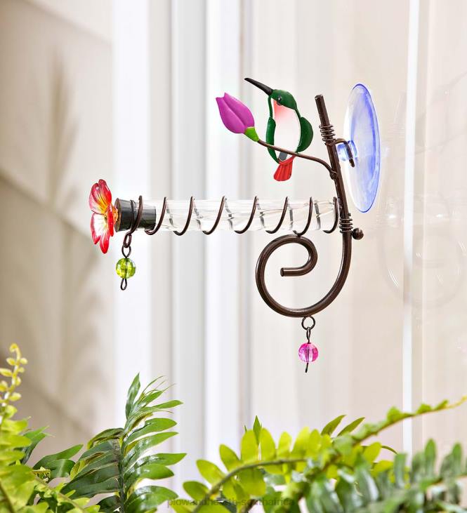 Yard & Garden Plow & Hearth Floral Window-Mount Hummingbird Feeder NFLB787