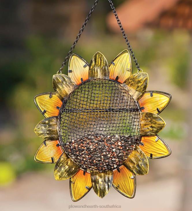 Yard & Garden Plow & Hearth Glass Sunflower Hanging Mesh Bird Feeder NFLB738