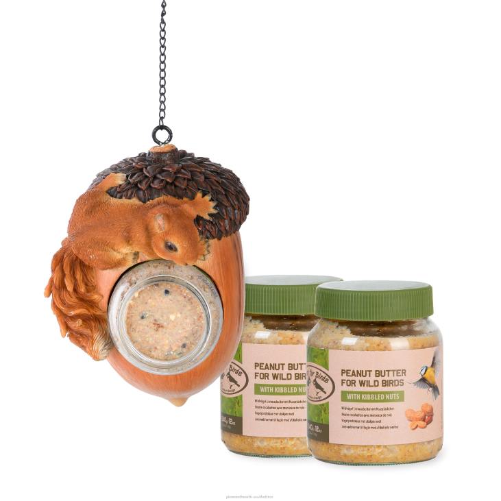 Yard & Garden Plow & Hearth Hanging Acorn Peanut Butter Bird Feeder with 2 Jars of Peanut Butter NFLB784