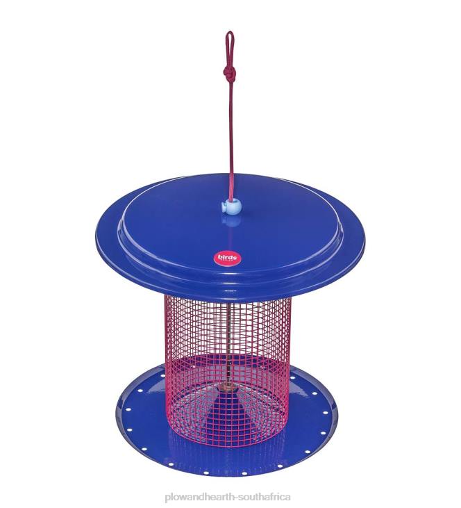 Yard & Garden Plow & Hearth Large Metal Sunflower Seed Bird Feeder - Blue NFLB777