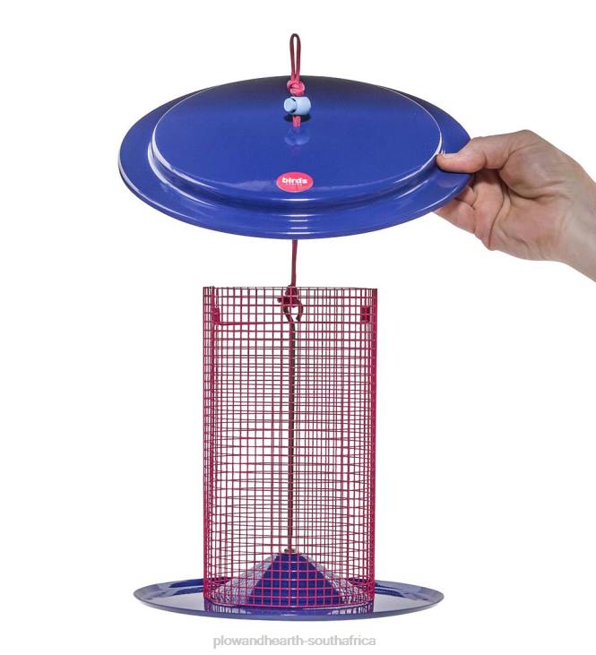 Yard & Garden Plow & Hearth Large Metal Sunflower Seed Bird Feeder - Blue NFLB777