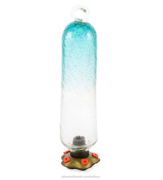 Yard & Garden Plow & Hearth Recycled Glass Tall Aqua Hummingbird Feeder - Aqua NFLB811