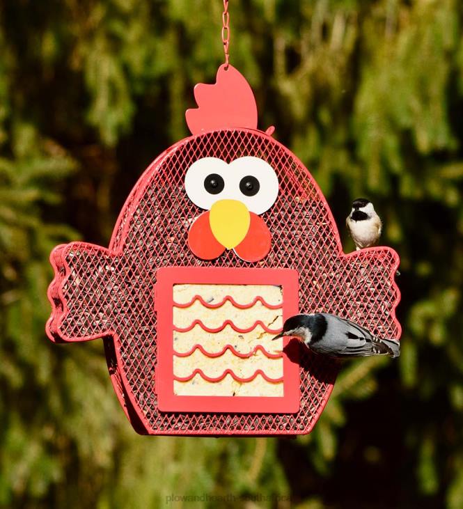 Yard & Garden Plow & Hearth Red Chicken Dual Seed/Suet Bird Feeder NFLB772