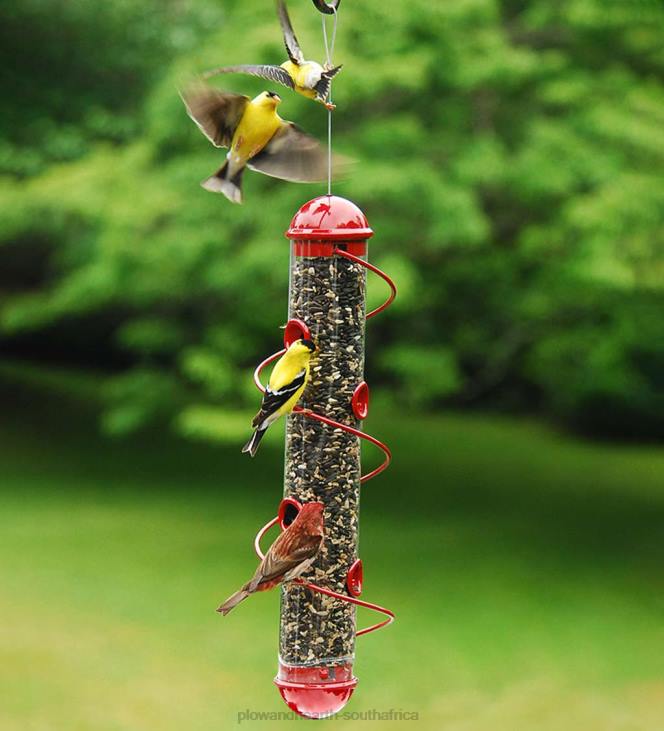 Yard & Garden Plow & Hearth Red Spiral-Perch Finch Bird Feeder - Red NFLB3028