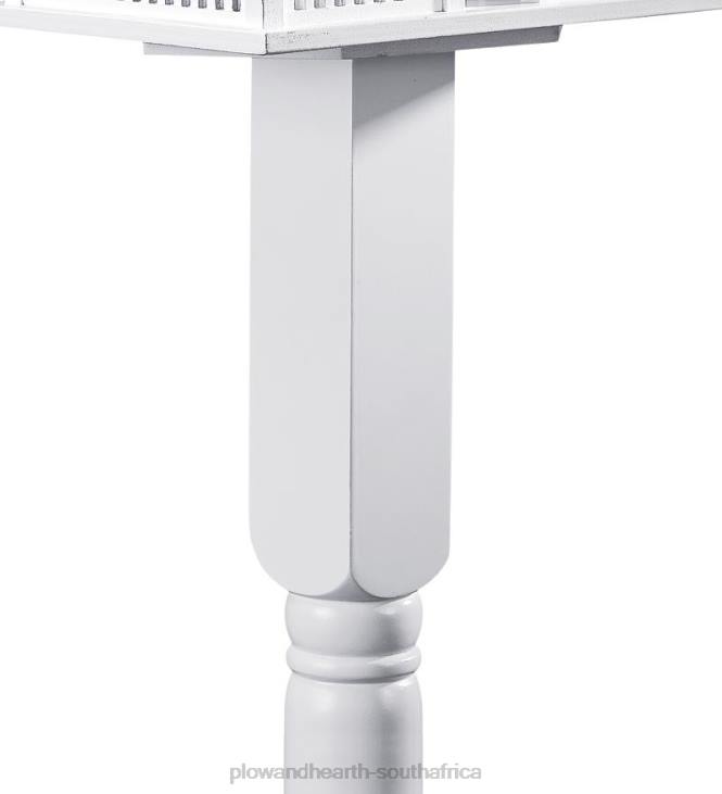 Yard & Garden Plow & Hearth Turned Wood Pedestal Pole For Birdhouse/Feeder with Ground Auger - White NFLB791