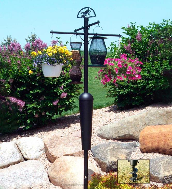 Yard & Garden Plow & Hearth Weather-Resistant Squirrel Stopper Bird Feeder Display and Plant Stand - Bronze NFLB760