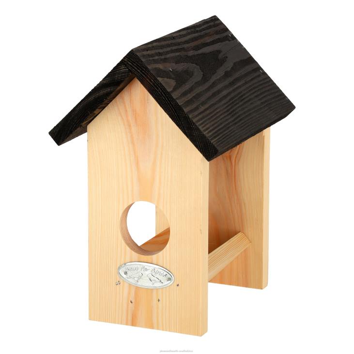 Yard & Garden Plow & Hearth Wooden Open House Peanut Butter Bird Feeder with Jar of Peanut Butter NFLB796