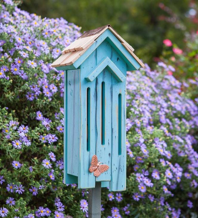 Yard & Garden Plow & Hearth Flutter Flat Butterfly House - Turquoise NFLB899
