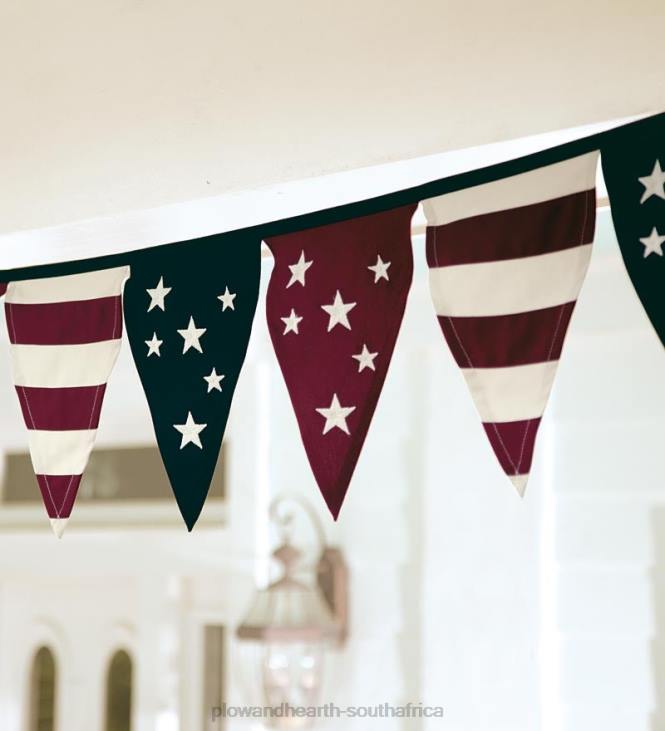 Yard & Garden Plow & Hearth Cotton Duck Stars And Stripes Americana Pennant Bunting With Embroidery NFLB540
