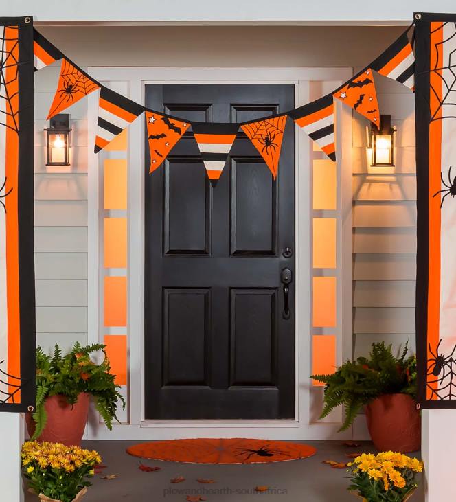 Yard & Garden Plow & Hearth Halloween Spider Web Cotton Pennant Bunting NFLB545