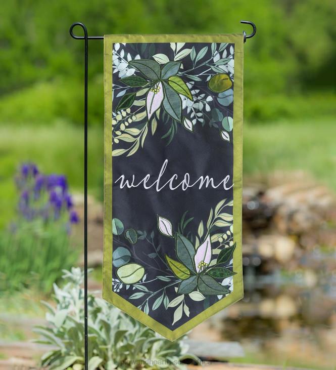 Yard & Garden Plow & Hearth Botanical Welcome Pennant Flag NFLB3008