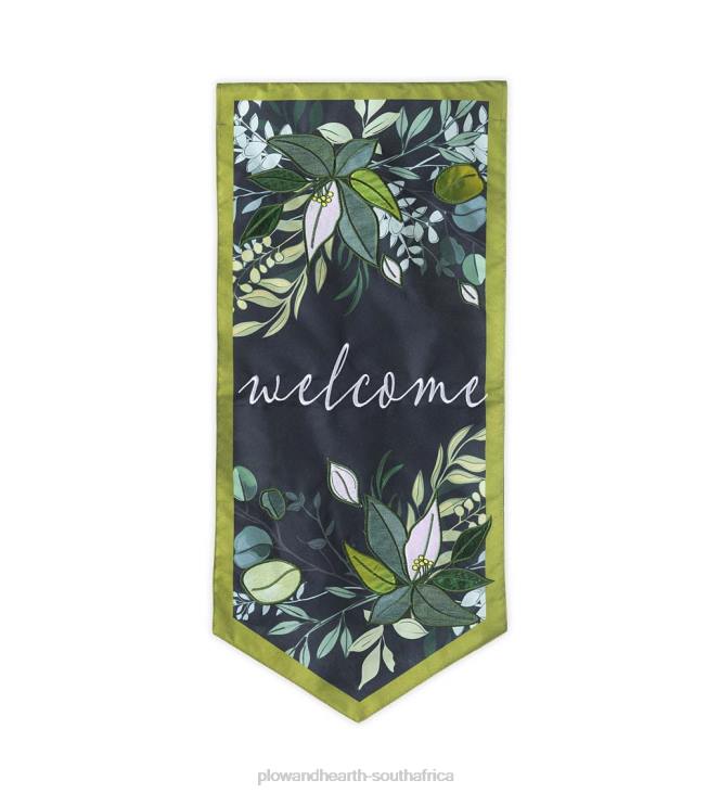 Yard & Garden Plow & Hearth Botanical Welcome Pennant Flag NFLB3008