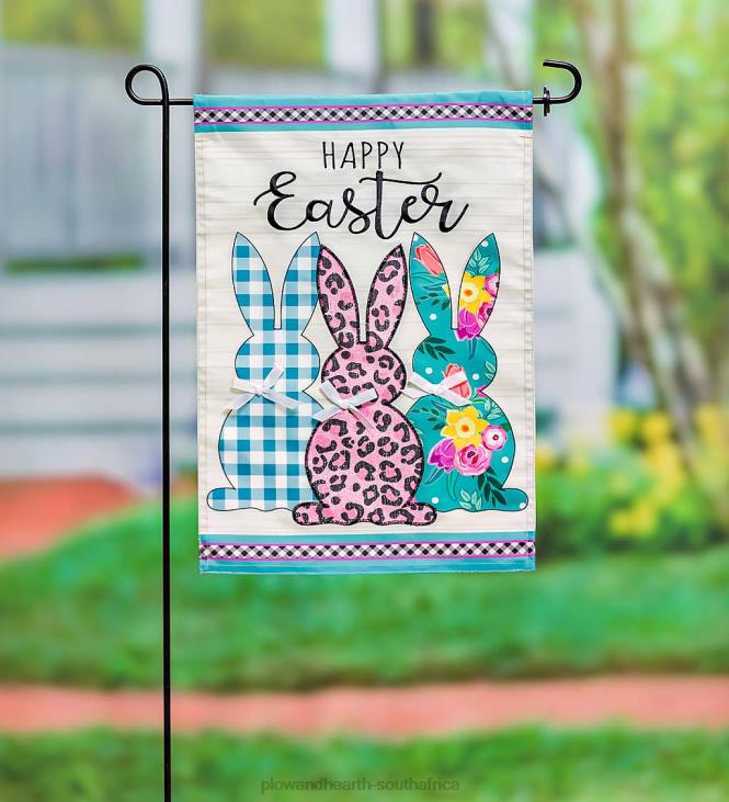 Yard & Garden Plow & Hearth Bright Bunnies Applique Garden Flag NFLB606