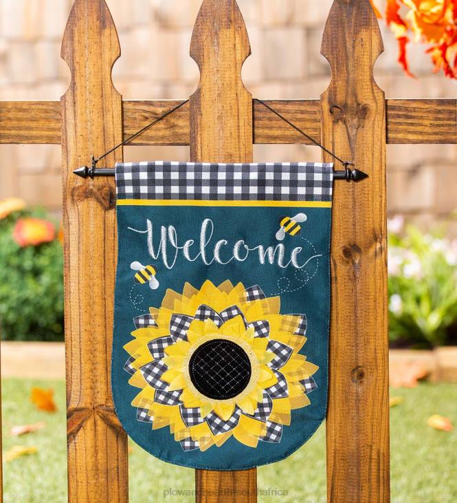 Yard & Garden Plow & Hearth Checked Sunflower Burlap Garden Flag NFLB589
