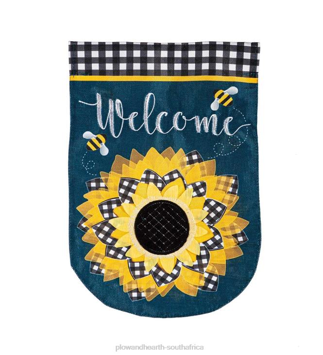 Yard & Garden Plow & Hearth Checked Sunflower Burlap Garden Flag NFLB589