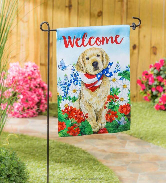 Yard & Garden Plow & Hearth Dog with Patriotic Bandana Garden Suede Flag NFLB317