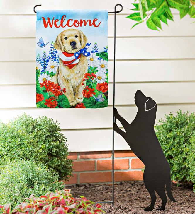 Yard & Garden Plow & Hearth Dog with Patriotic Bandana Garden Suede Flag NFLB317