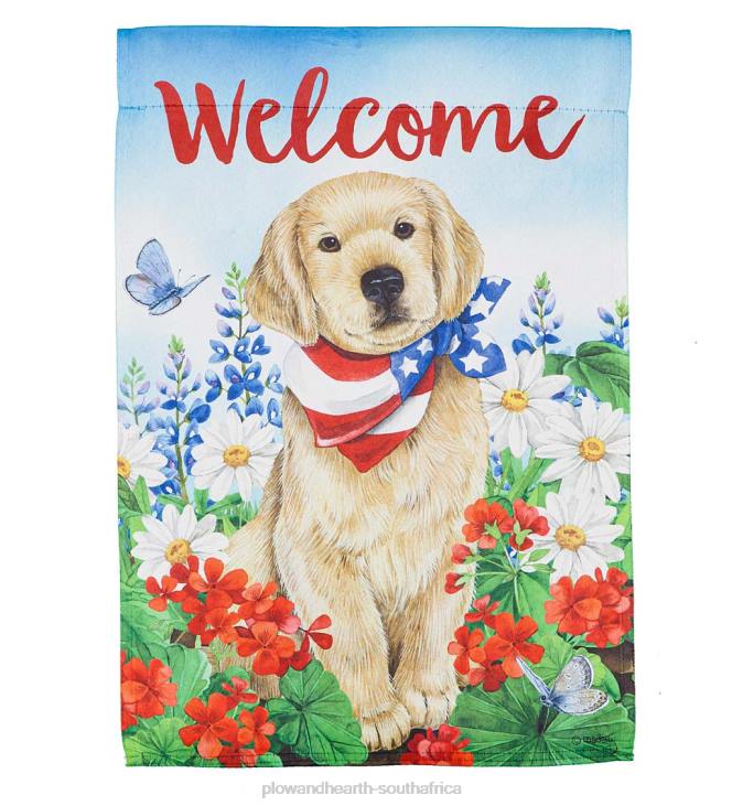 Yard & Garden Plow & Hearth Dog with Patriotic Bandana Garden Suede Flag NFLB317