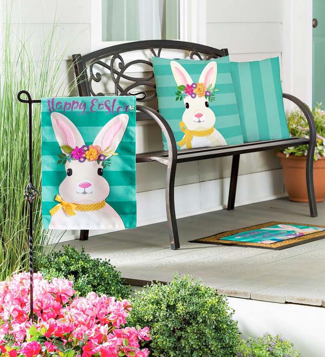Yard & Garden Plow & Hearth Easter Bunny Burlap Garden Flag NFLB574
