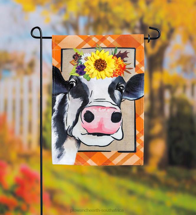 Yard & Garden Plow & Hearth Fall Cow Burlap Garden Flag NFLB588