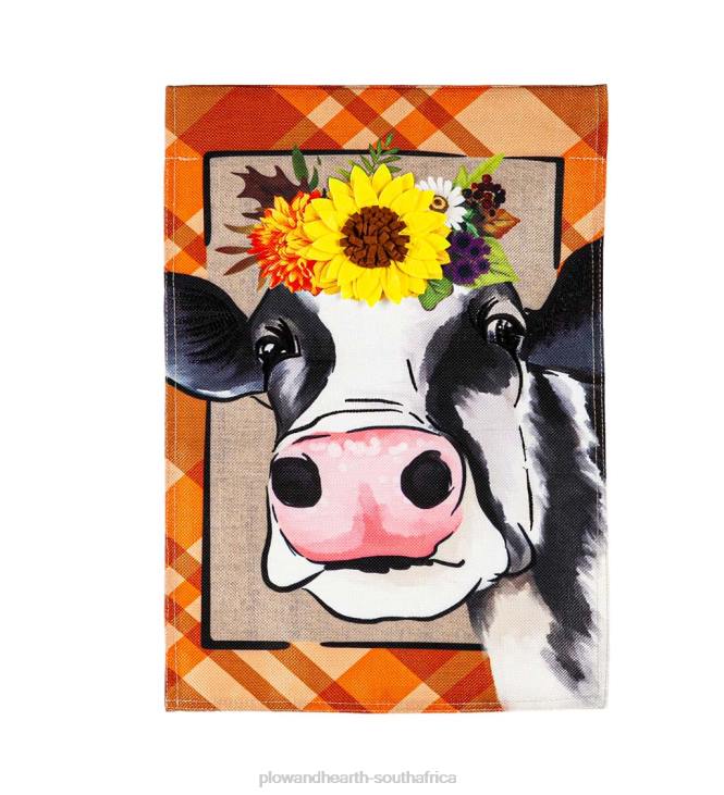 Yard & Garden Plow & Hearth Fall Cow Burlap Garden Flag NFLB588