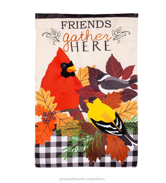 Yard & Garden Plow & Hearth Fall Songbirds Gather Applique Garden Flag NFLB564