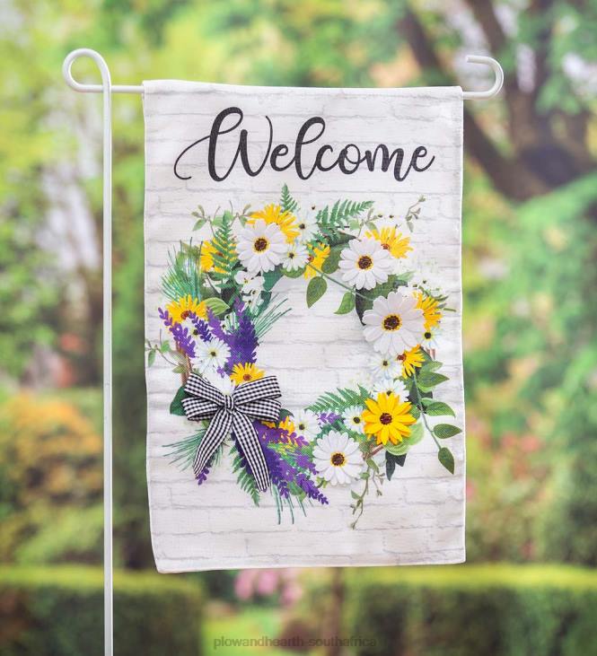 Yard & Garden Plow & Hearth Farmhouse Daisy Wreath Burlap Garden Flag NFLB597