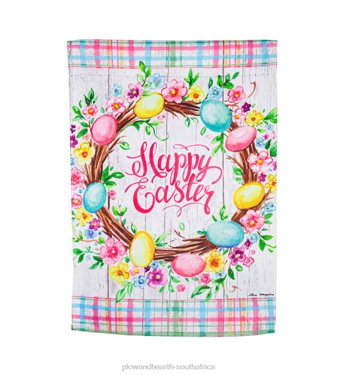 Yard & Garden Plow & Hearth Floral Easter Wreath Suede Garden Flag NFLB610