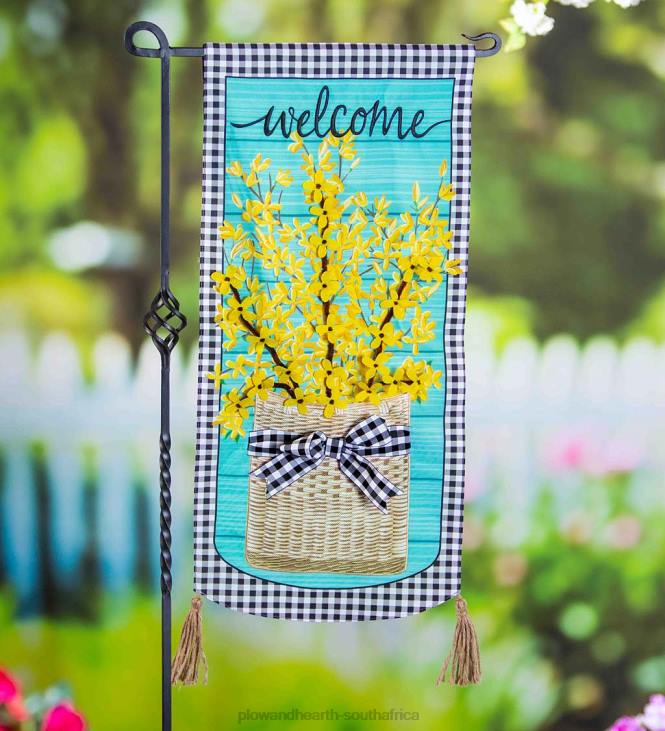 Yard & Garden Plow & Hearth Forsythia Basket Welcome Banner NFLB557