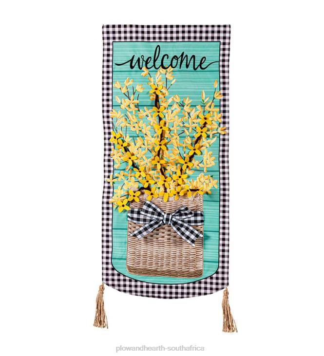 Yard & Garden Plow & Hearth Forsythia Basket Welcome Banner NFLB557