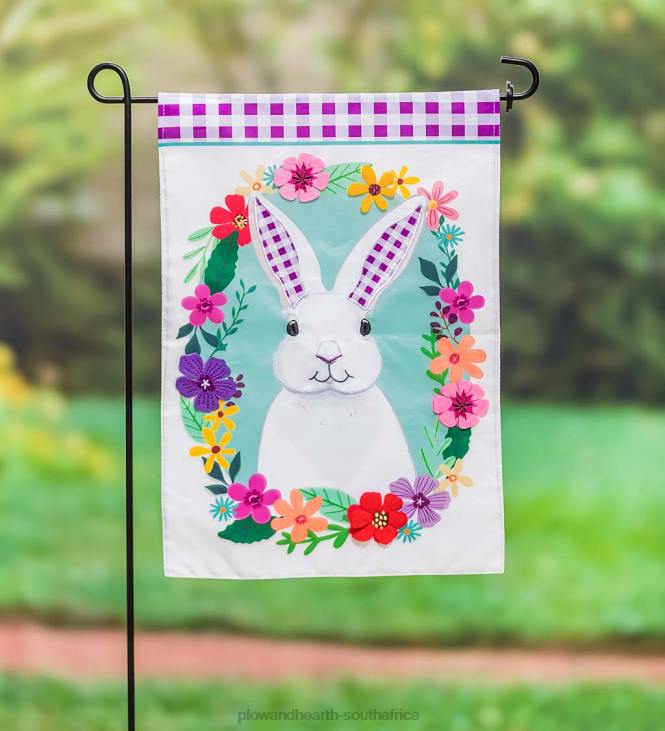 Yard & Garden Plow & Hearth Gingham Bunny Applique Garden Flag NFLB595