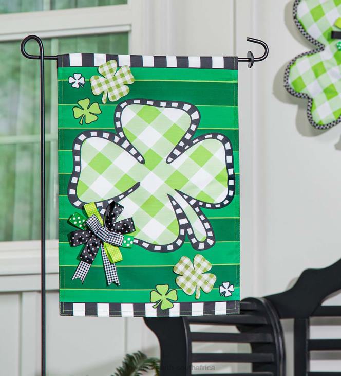 Yard & Garden Plow & Hearth Gingham Clover Applique Garden Flag NFLB556