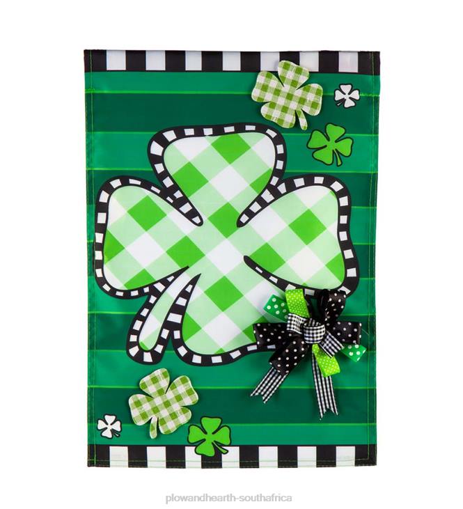 Yard & Garden Plow & Hearth Gingham Clover Applique Garden Flag NFLB556