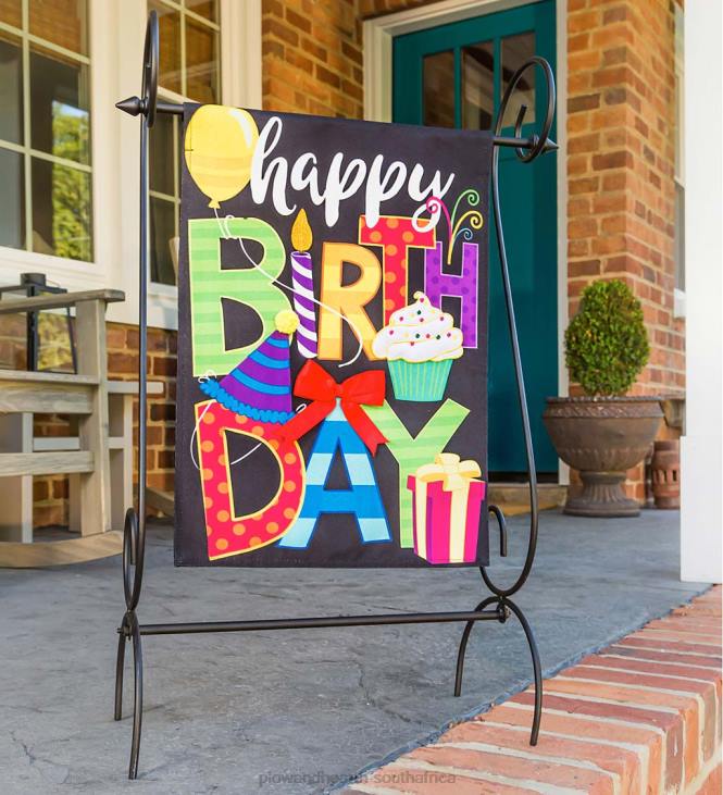Yard & Garden Plow & Hearth Happy Birthday Garden Linen Flag NFLB326
