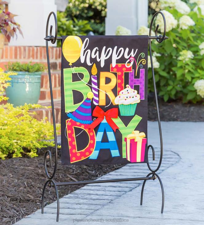 Yard & Garden Plow & Hearth Happy Birthday Garden Linen Flag NFLB326