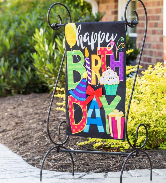 Yard & Garden Plow & Hearth Happy Birthday Garden Linen Flag NFLB326