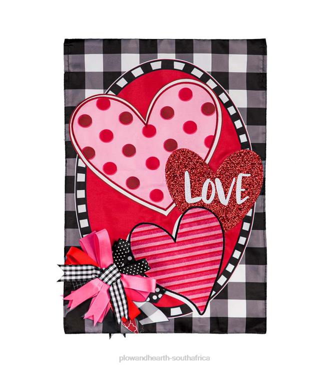 Yard & Garden Plow & Hearth Hearts and Love Applique Garden Flag NFLB566