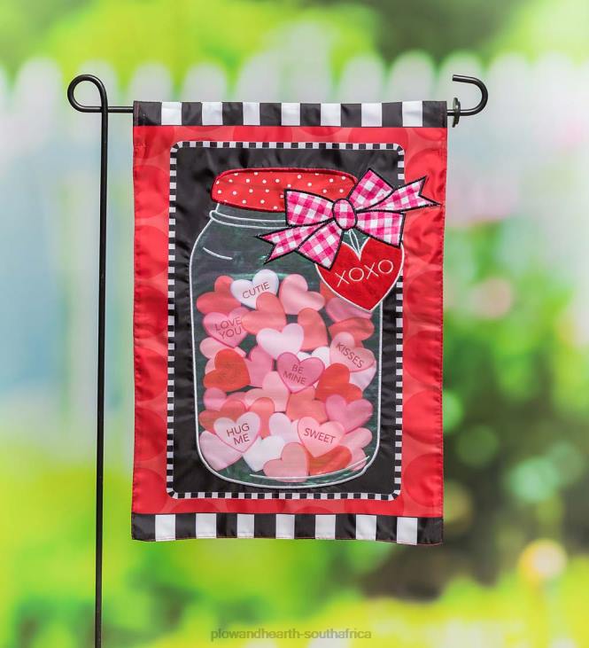 Yard & Garden Plow & Hearth Hearts in a Jar Applique Garden Flag NFLB601