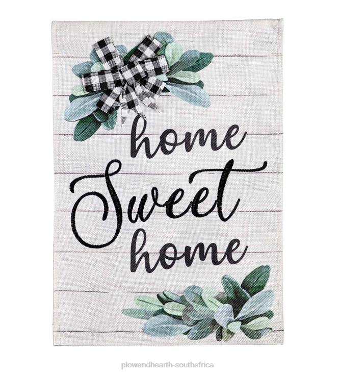 Yard & Garden Plow & Hearth Home Sweet Home Eucalyptus Burlap Garden Flag NFLB553