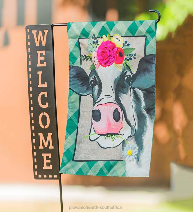 Yard & Garden Plow & Hearth Laser Cut Welcome Sign Garden Flag Stand NFLB191