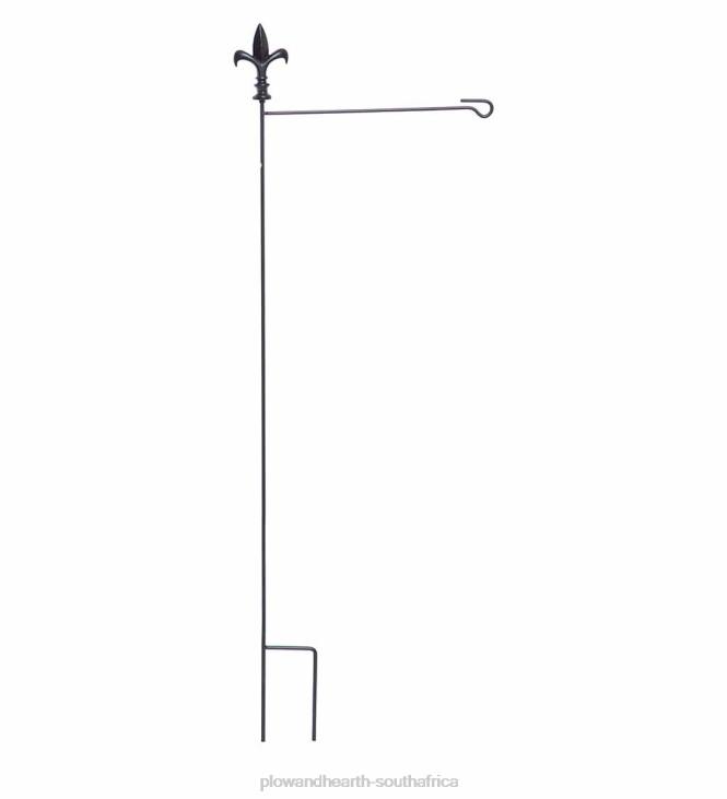 Yard & Garden Plow & Hearth Metal Garden Flag Stand with Fleur de Lis Finial NFLB359