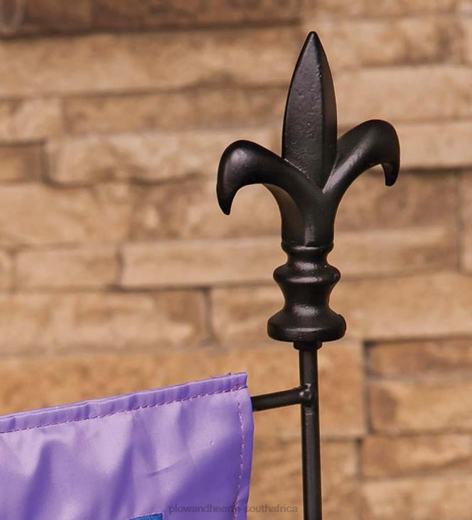 Yard & Garden Plow & Hearth Metal Garden Flag Stand with Fleur de Lis Finial NFLB359