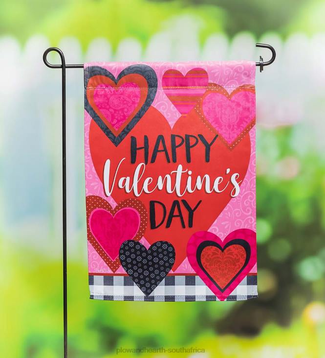 Yard & Garden Plow & Hearth Patterned Valentine Hearts Suede Garden Flag NFLB551